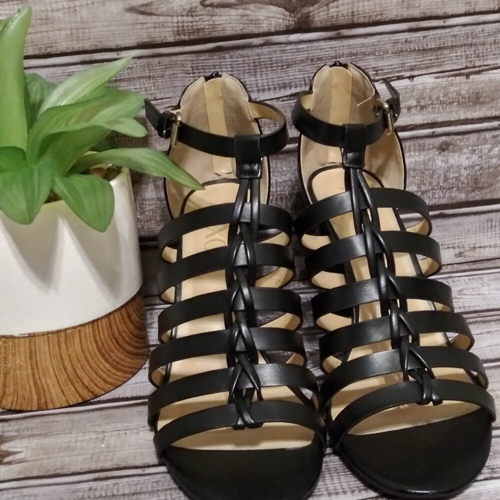 XOXO Bae Strappy Ankle Gladiator Sandal Black Size 11